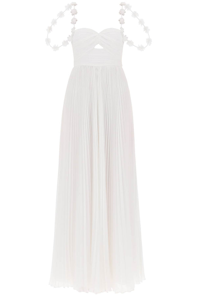 Self portrait maxi pleated chiffon dress-women > clothing > dresses > maxi-Self Portrait-10-White-Urbanheer