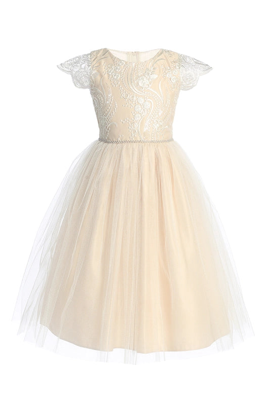 Sequin Lace Top with Satin & Tulle