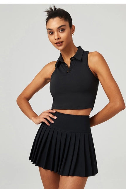 Serena Classic Pleated Tennis Skirt Black