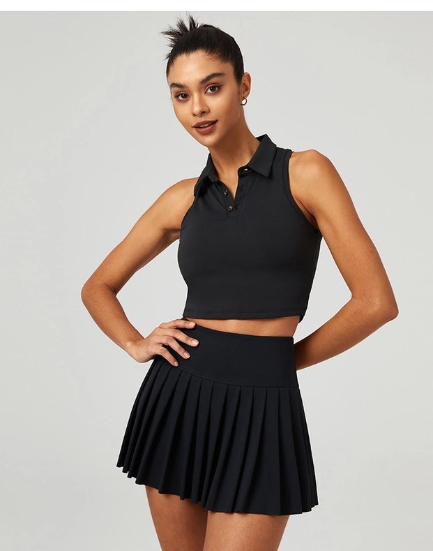 Serena Classic Pleated Tennis Skirt Black