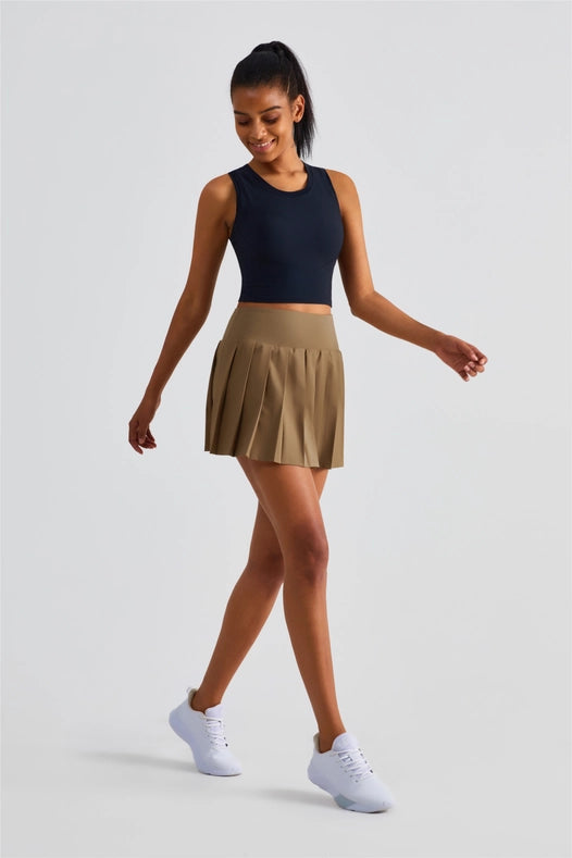 Serena Classic Pleated Tennis Skirt Deep Khaki