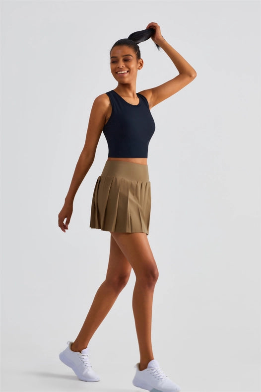 Serena Classic Pleated Tennis Skirt Deep Khaki