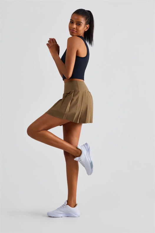 Serena Classic Pleated Tennis Skirt Deep Khaki