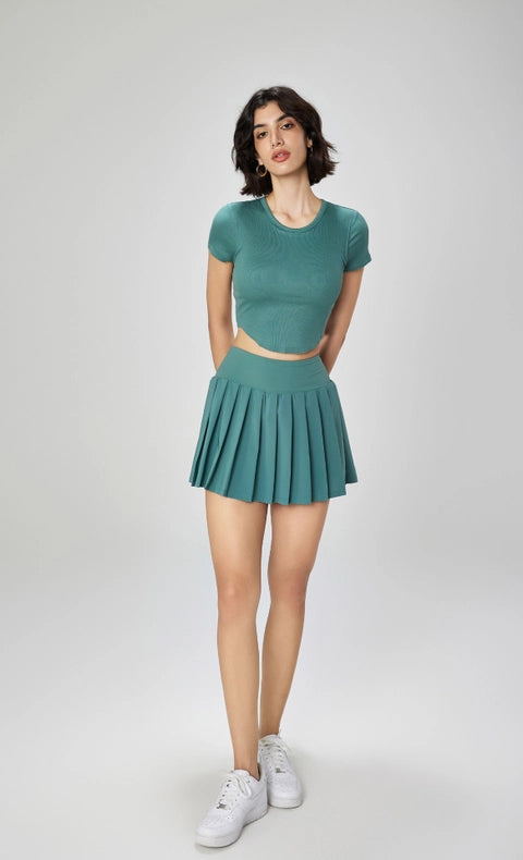 Serena Classic Pleated Tennis Skirt Forest Green