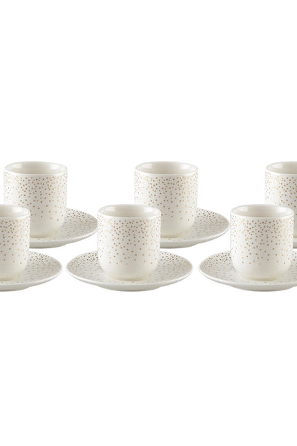 Set of 6 Coffee Cups 90ML Golden Plumetis