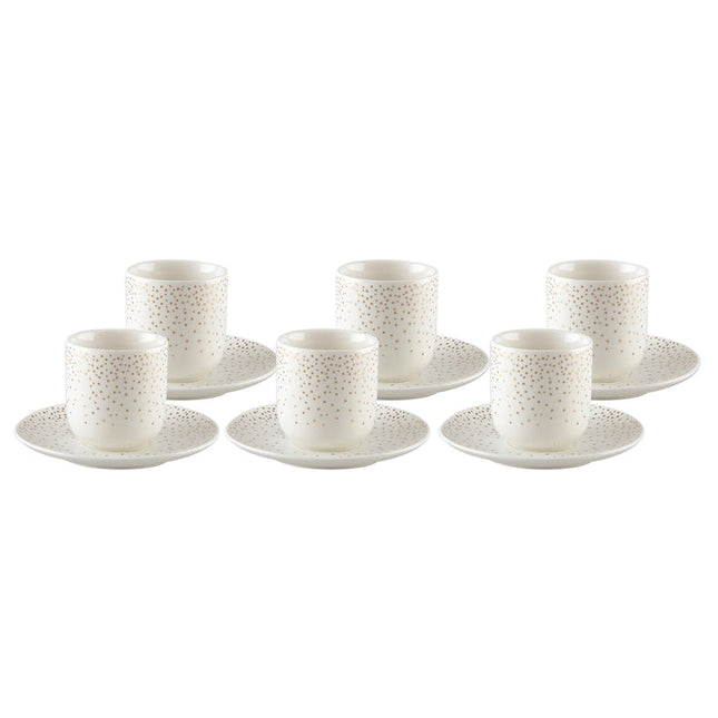 Set of 6 Coffee Cups 90ML Golden Plumetis