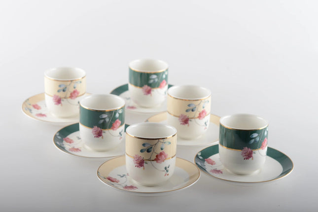 Set of 6 Floral Coffee Cups