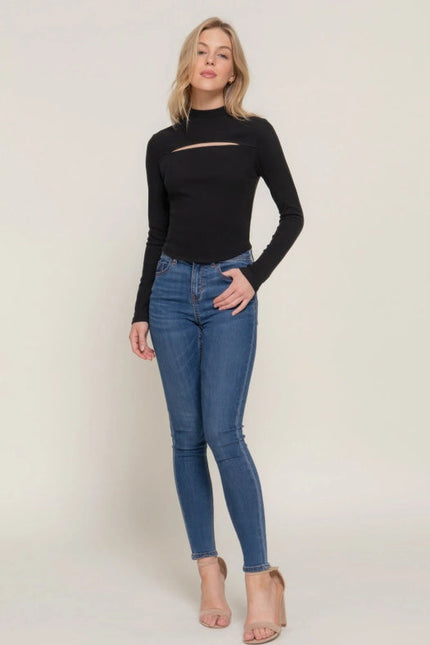 Sexy Long Sleeves Top Black