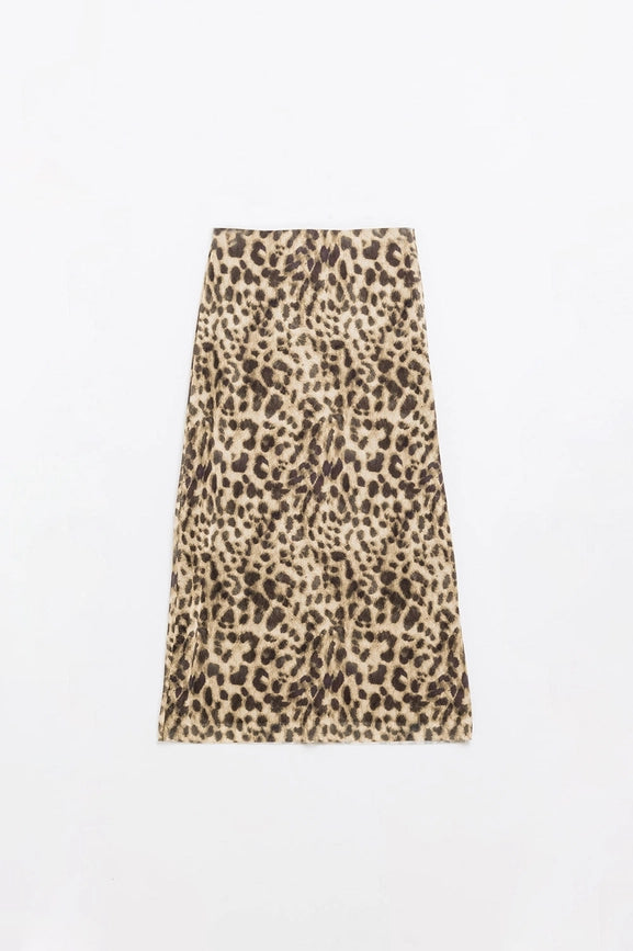 Sheer Long Leopard Print Bodycon Midi Skirt