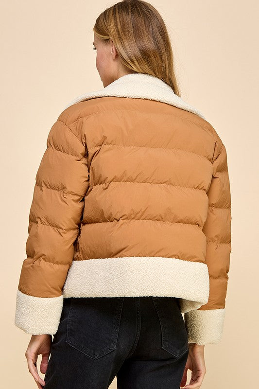 Sherpa Trim Padded Puffer Jacket