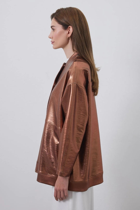 Shiny Coated Bomber Jacket Copper-Jacket-Kadriye Baştürk-Urbanheer