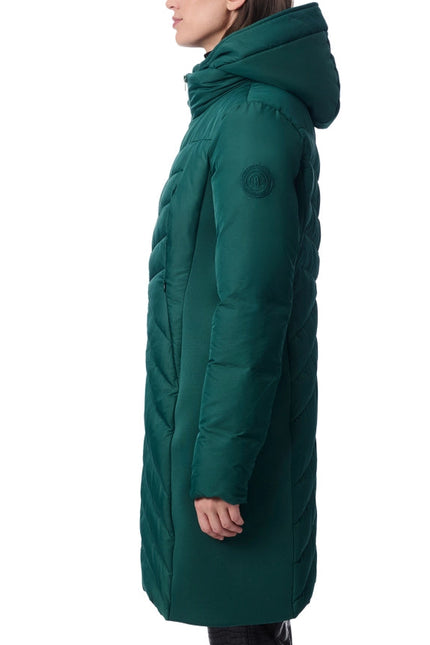 Shiny Mid Length Puffer Coat Deep Forest