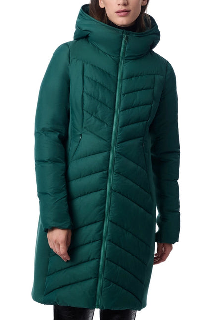 Shiny Mid Length Puffer Coat Deep Forest