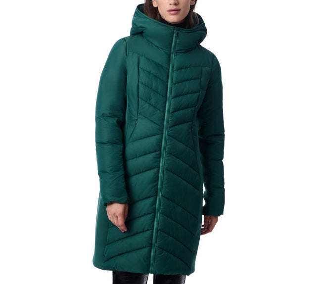 Shiny Mid Length Puffer Coat Deep Forest