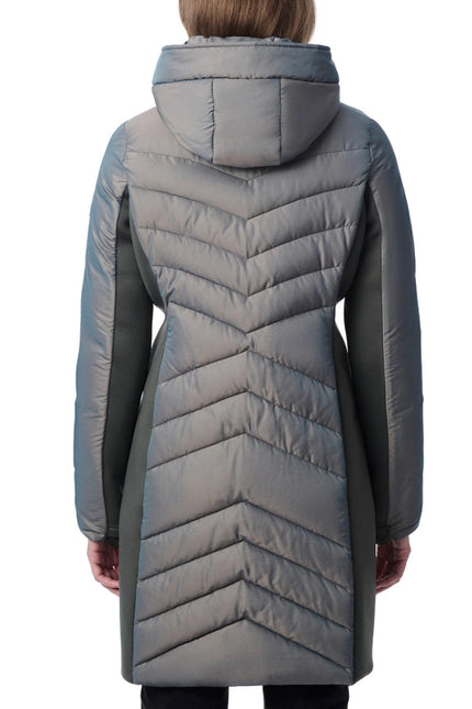 Shiny Mid Length Puffer Coat Smoke