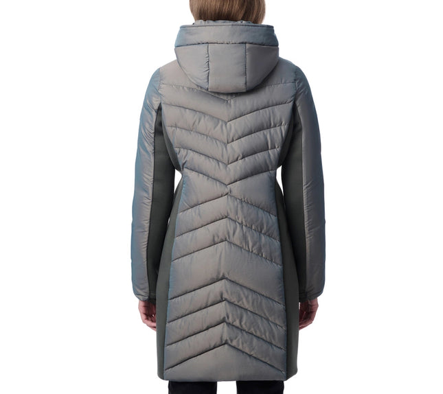 Shiny Mid Length Puffer Coat Smoke