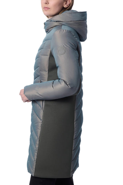 Shiny Mid Length Puffer Coat Smoke