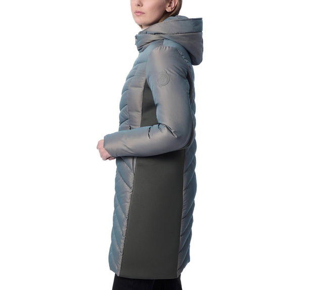 Shiny Mid Length Puffer Coat Smoke