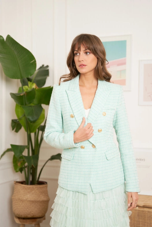 Shiny Tweed Blazer Jacket