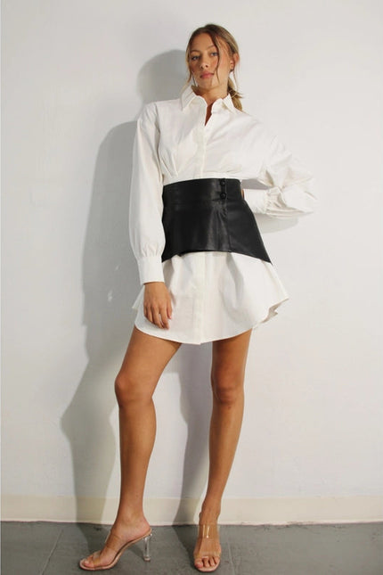 Shirts Dress with Wrap Skirt Set