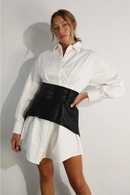 Shirts Dress with Wrap Skirt Set