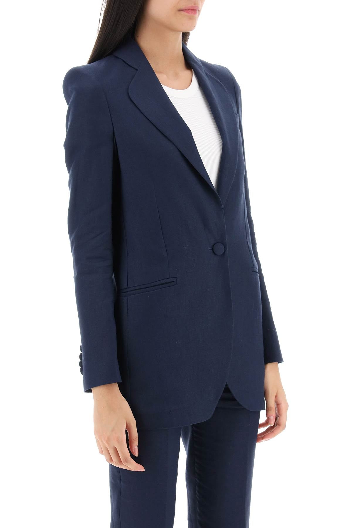 Single-Breasted Blazer In Linen-women > clothing > jackets and blazers > blazers and gilets-Hebe Studio-Urbanheer