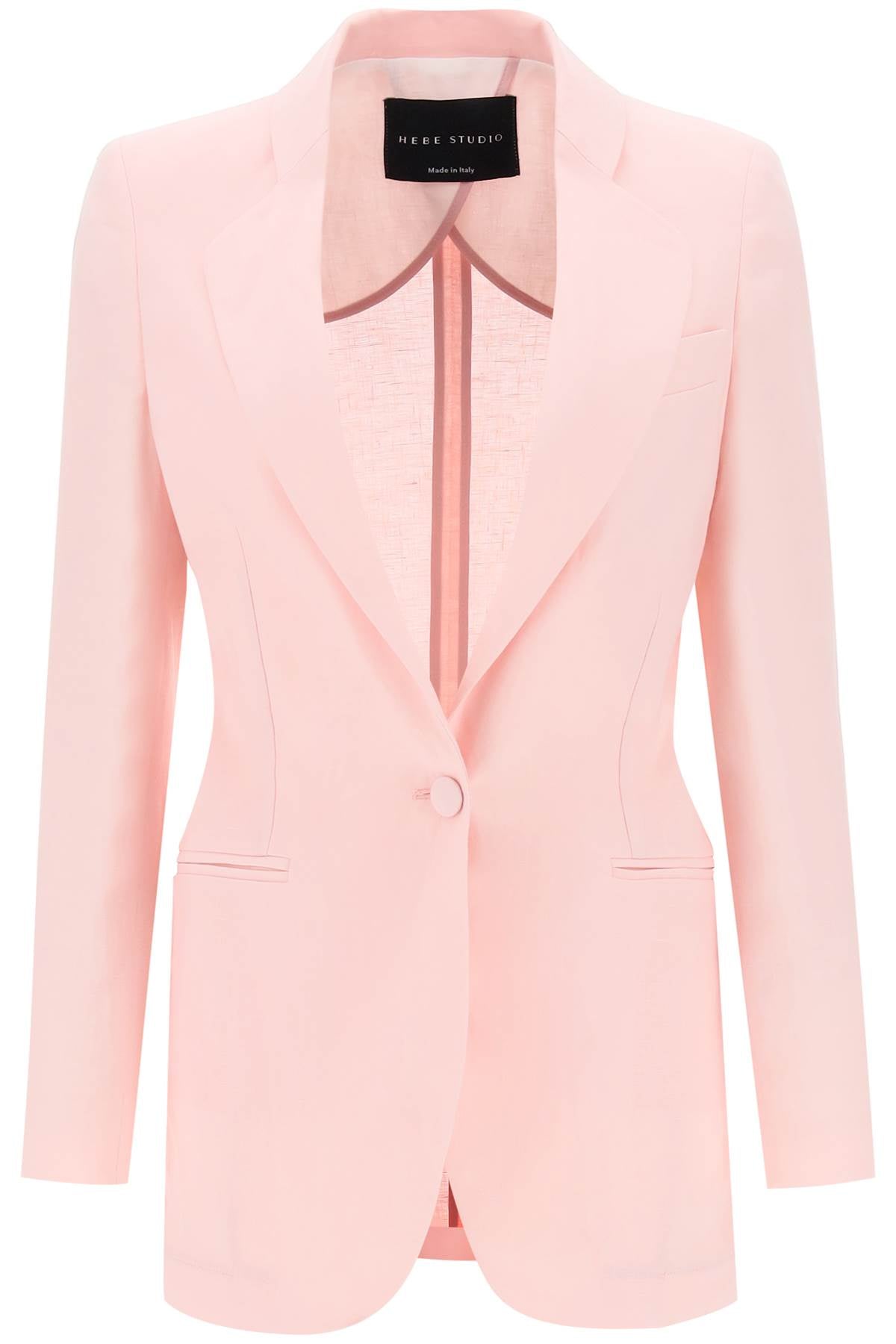 Single-Breasted Blazer In Linen-women > clothing > jackets and blazers > blazers and gilets-Hebe Studio-Urbanheer