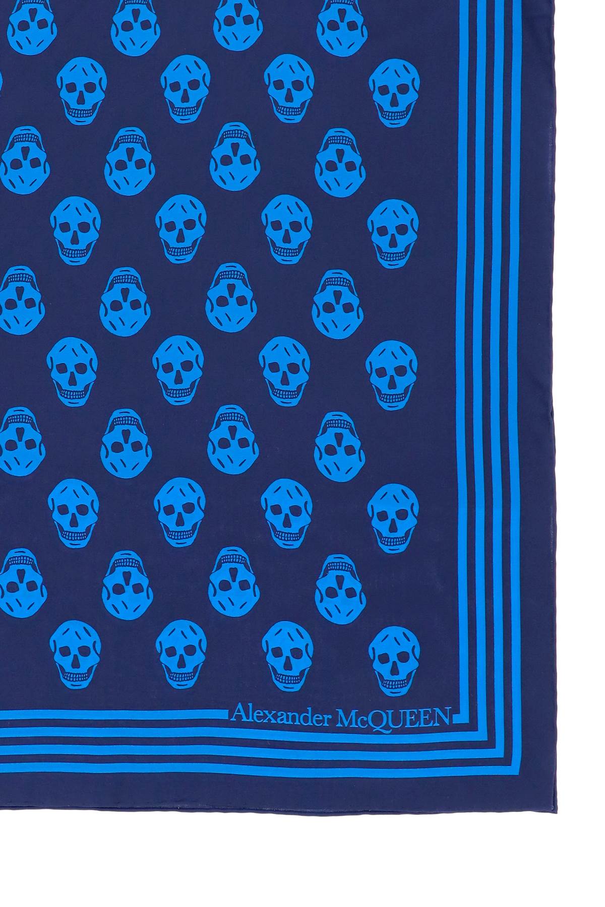 Skull Print Silk Scarf-women > accessories > scarves and gloves > scarves-Alexander Mcqueen-os-Blu-Urbanheer