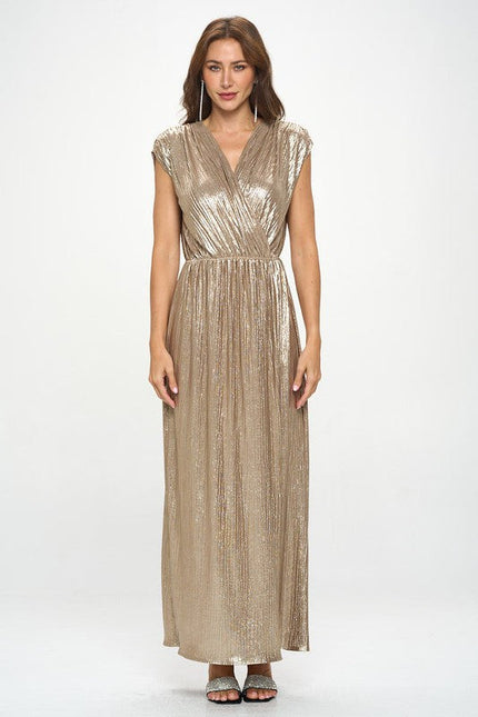 Sleeveless Metallic Maxi Dress-1