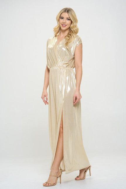 Sleeveless Metallic Maxi Dress-3