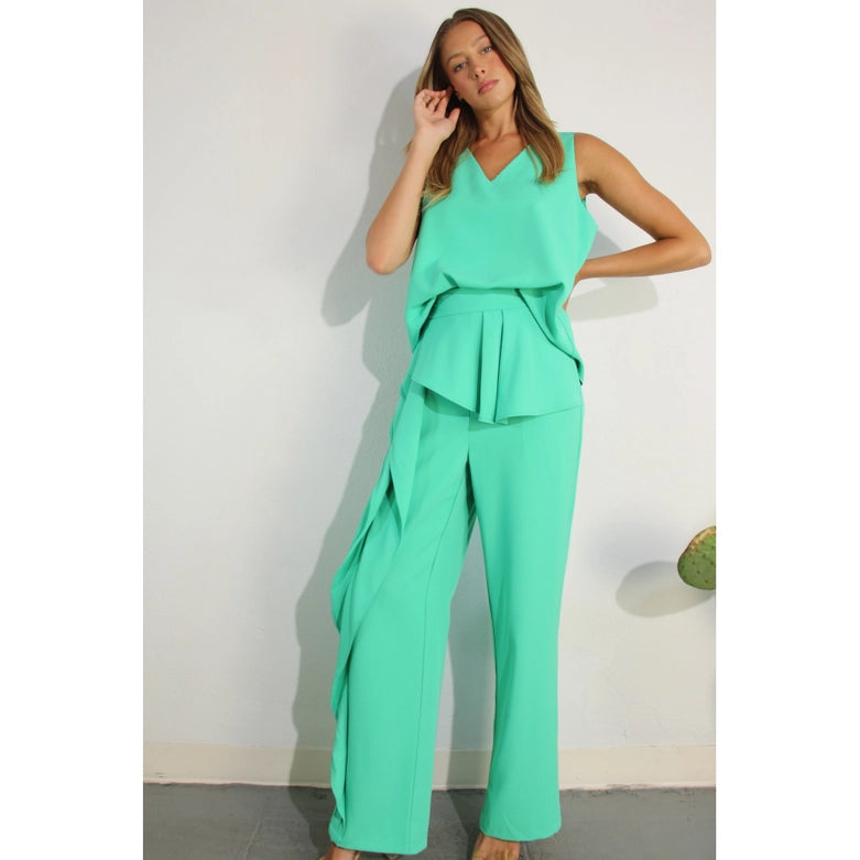 Sleeveless Top and Ruffle Pants Set