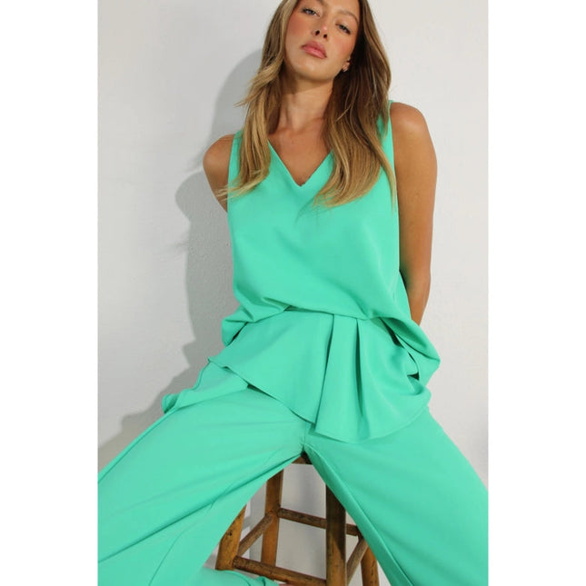 Sleeveless Top and Ruffle Pants Set