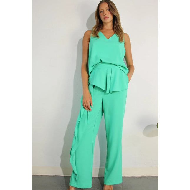 Sleeveless Top and Ruffle Pants Set