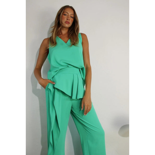 Sleeveless Top and Ruffle Pants Set