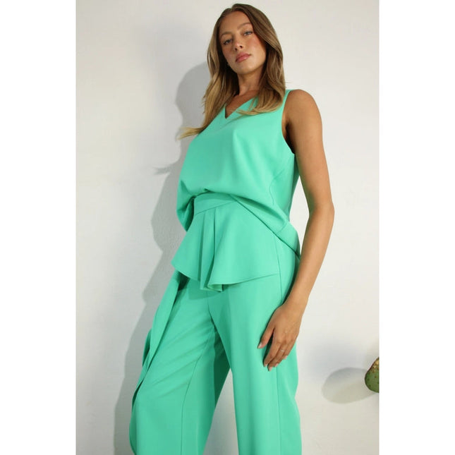 Sleeveless Top and Ruffle Pants Set