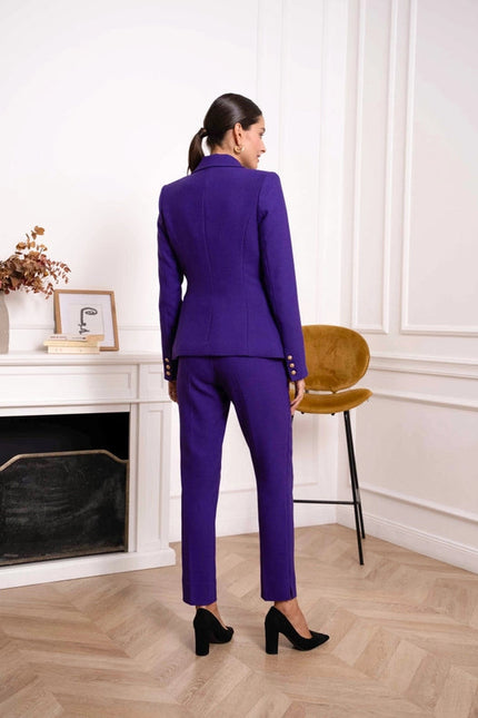 Slim Blazer Jacket With Gold Buttons Winter Material Violet