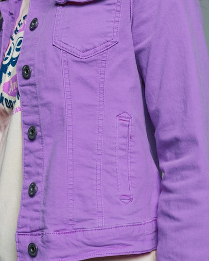 Slim Denim Trucker Jacket in Lilac