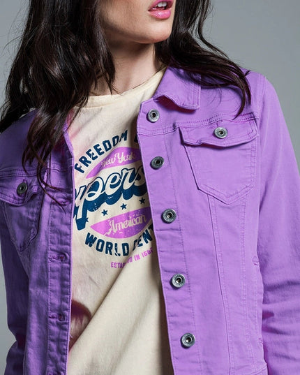 Slim Denim Trucker Jacket in Lilac