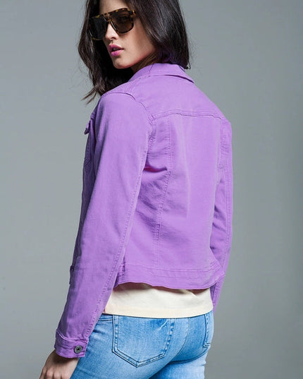 Slim Denim Trucker Jacket in Lilac