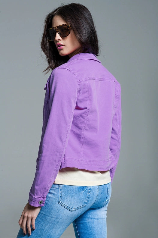 Slim Denim Trucker Jacket in Lilac