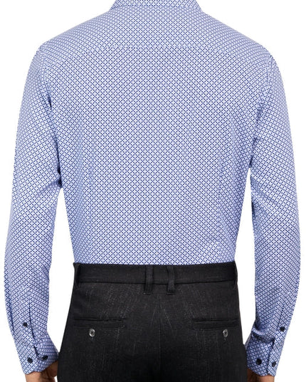 Slim Fit Houndstooth Dress Shirt Blue