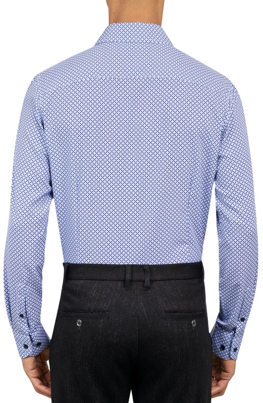 Slim Fit Houndstooth Dress Shirt Blue