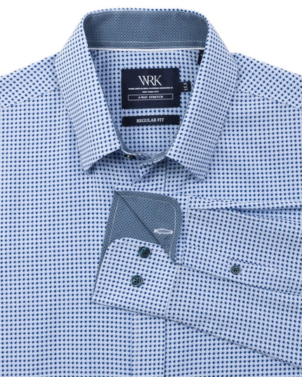 Slim Fit Houndstooth Dress Shirt Blue