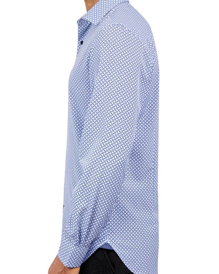 Slim Fit Houndstooth Dress Shirt Blue