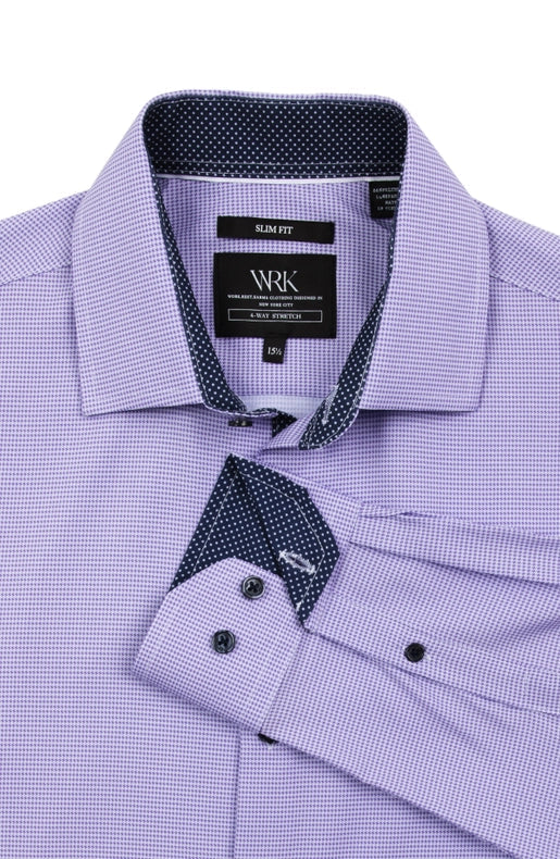 Slim Fit Houndstooth Dress Shirt Purple