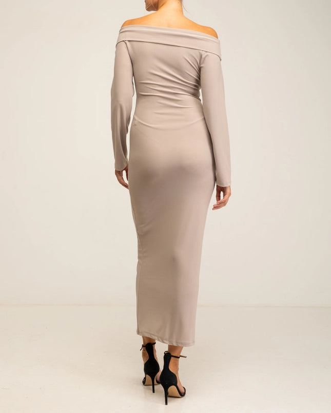 Slim fit Long Sleeve Dress BEIGE