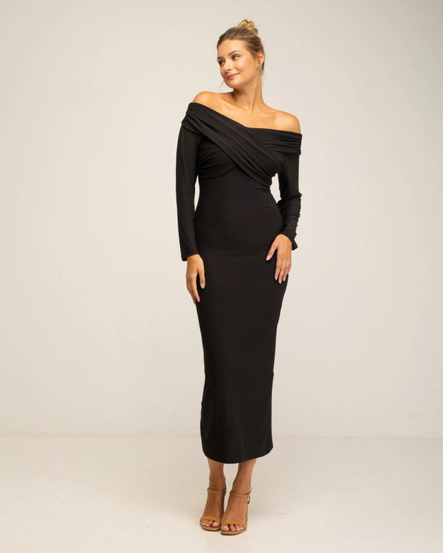 Slim fit Long Sleeve Dress Black