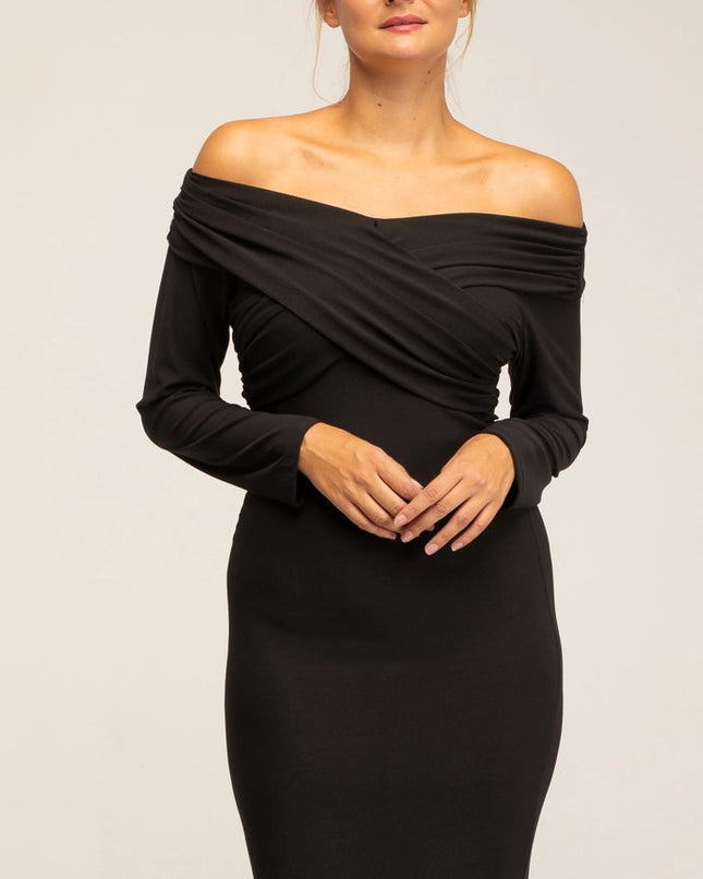 Slim fit Long Sleeve Dress Black