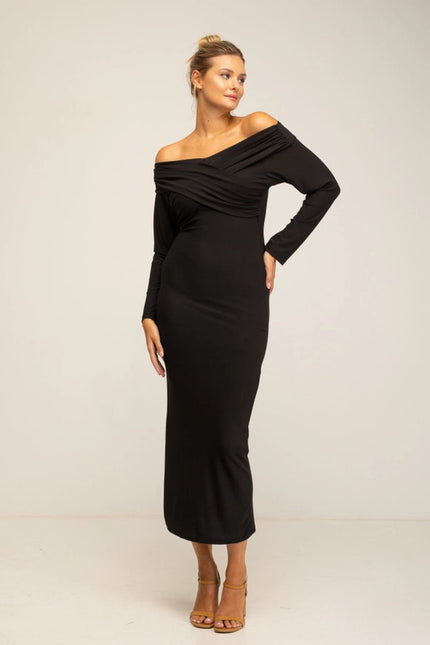 Slim fit Long Sleeve Dress Black