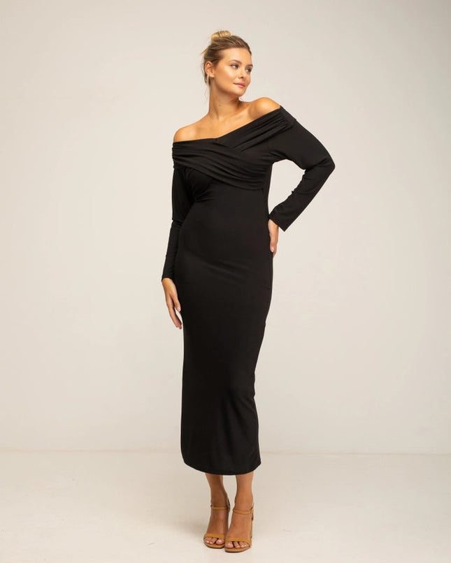 Slim fit Long Sleeve Dress Black